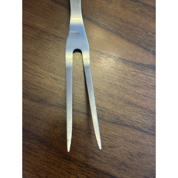 Vintage EKCO Flint USA Stainless Vanadium 11.75” Meat Fork Black Handle Service - Picture 3 of 6